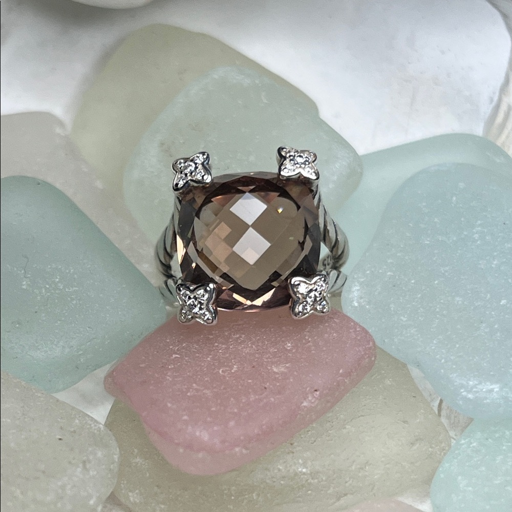 David Yurman Morganite On Point Diamond Cushion-Cut Ring